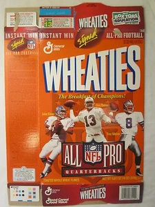 Empty WHEATIES Cereal Box 1996 NFL ALL PRO Quarterbacks ELWAY MARINO AIKMAN - Picture 1 of 4