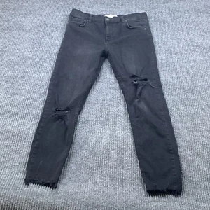 Free People Damen Distressed Skinny Jeans 28R schwarz Stretch Boho Festival Grunge - Bild 1 von 17