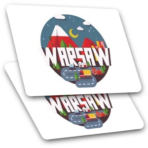 2 x Rectangle Stickers 10 cm - Warsaw Poland Travel Map #10398 - Afbeelding 1 van 9