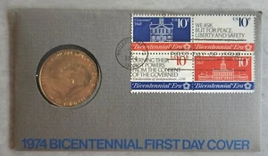 U.S.A. 1974 BICENTENNIAL FDC with a Gleaming John Adams "Proof" Medal FREE SHIP - Picture 1 of 5
