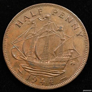 Great Britain 1/2 Penny 1944, Coin, Inv#D026 - Picture 1 of 2