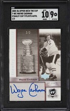 2005-06 UD The Cup Stanley Cup Titlists Wayne Cashman AUTO 2/2 #T-WC SGC 9 MINT