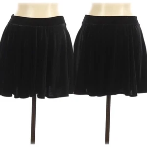 K TOO Brand Black VELVET Swing Style MINI SKIRT Large - Picture 1 of 1