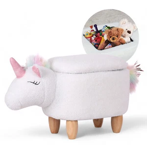 Tierhocker EINHORN mit Stauraum Organizer Sitzbox Kinder Sitzhocker Kinderhocker - Bild 1 von 7