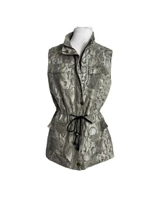 AMI Womens Vest Size Small Faux Snake Skin Animal Print Zip Snap Front - Picture 1 of 7