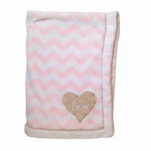 2017 Lambs & Ivy Heart Love Pink White Chevron Lovey Security Blanket 29" X 40" - Picture 1 of 4