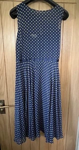 Hobbs: 18 "Della" Dress Fit & Flare - Navy with Lemon Flower Polka Dot - NWOT - Picture 1 of 17