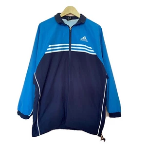 Adidas Youth Jacket Size 14-16 XL Blue White Zip Up Retro Vintage Striped Ski - Picture 1 of 11