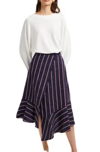 Neu mit Etikett French Connection 128 $ CELOA WICKELROCK IN PFLAUME NOIR/UTILITY BLAU 10 - Bild 1 von 5
