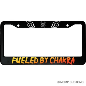 Fueled By Chakra Anime Aluminum Car License Plate Frame - Picture 1 of 6