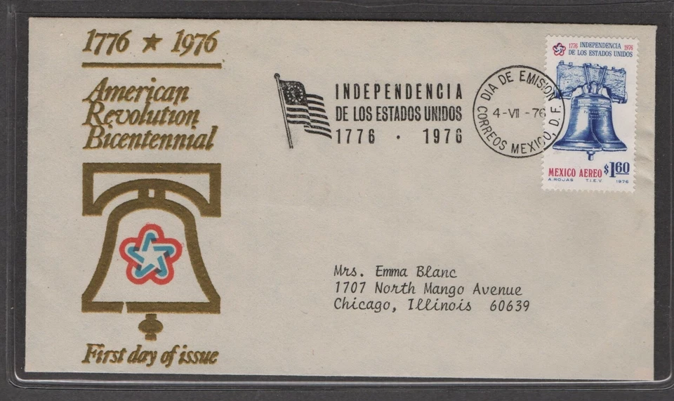MEXICO 1976 FIRST DAY COVER LIBERTY BELL AMERICAN BICENTENNIAL - Image 1 of 1