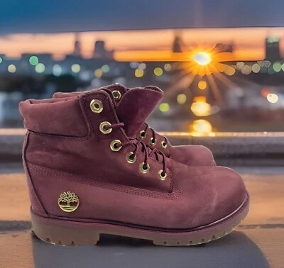 🔥 Timberland • Burgundy Red • Suede Hiking Boots • A1530 • Girls Sz 7 - Image 1 of 4