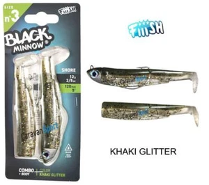 ARTIFICIALE COMBO BLACK MINNOW 120 N 3 KHAKI GLITTER FIIISH 12 GR SHORE SILICONE - Bild 1 von 1
