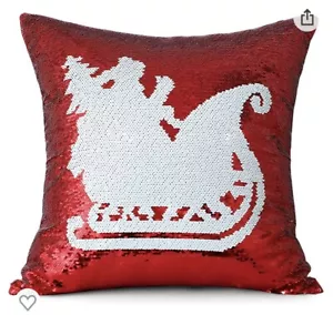 2Reversible Sequins Pillow Case 18x18 Inch Christmas Sparkle Magical Red Jotom - Picture 1 of 6