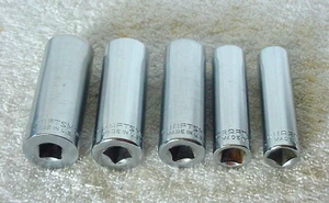 Craftsman G 3/8" Drive 5 Piece 6 Pt SAE Deep Socket Set 3/4 11/16 5/8 1/2 7/16 - Picture 1 of 4