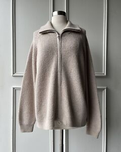 COUNTRY ROAD trenery zip through CHUNKY cardigan oatmeal | SIZE: L,14 | $229 new