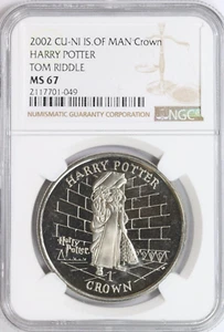 2002 NGC Isle Man Crown Coin Harry Potter Tom Riddle MS67 -TOP POPULATION 1/0- - Picture 1 of 2
