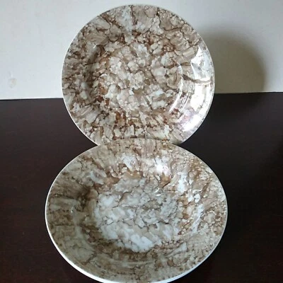 Juego de 3 cuencos poco profundos Georges Briard Marble Ware marrón iridiscente cupé  Foto 1 de 4