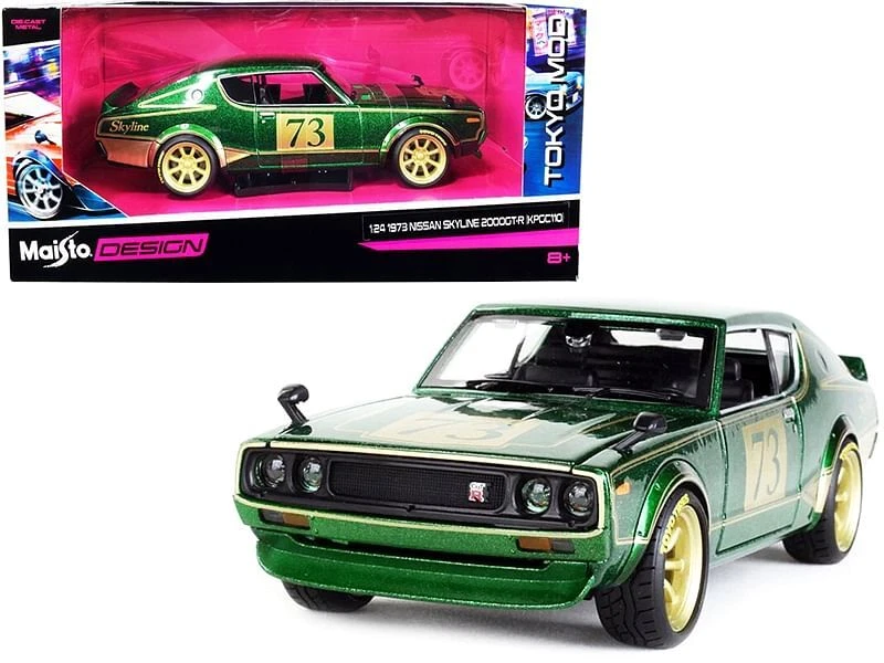 Maisto 32539GRN 1973 Nissan Skyline 2000GT-R (KPGC110) #73 1/24 Diecast Model