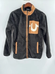 True Religion Men's Fuzzy Jacket Size LARGE Color Black HS Sherpa Jacket EUC - Picture 1 of 12