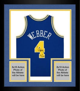 Framed Chris Webber Warriors Signed '93-94 Mitchell & Ness Swingman Jersey w/Ins - Picture 1 of 5