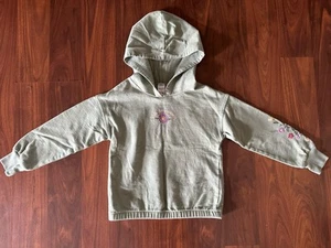 Carter’s Girls Elastic Hem Embroidered Floral Front & Sleeve Hoodie SZ 7 Olive - Picture 1 of 7