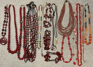 Lote De 17 Collar Mixto Bisutería Lote Rojo Naranja Cuentas Estrás - Imagen 1 de 11