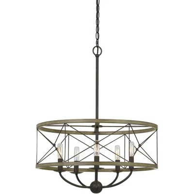 CAL Lighting & Accessories FX-3685-5 Modica Pendant Distress Ivory and Iron - Image 1 of 2