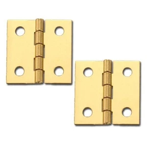 Stanley Solid Brass Miniature Broad Hinge 1" Long  x 1" Open (2 Pair) - Picture 1 of 1