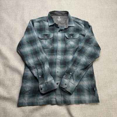 Camisa de franela Kuhl Dillinger para hombre mediana azul a cuadros con botones mezcla de algodón tecnología Foto 1 de 4