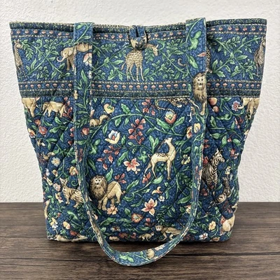 Vintage Vera Bradley Animal Kingdom Tote Shoulder Bag Retired Blue Green Floral - Image 1 of 4