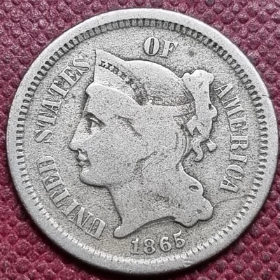 1865 Three Cent Piece 3c Nickel Circulated #96661 - Image 1 of 2