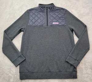 Vineyard Vines Quilted Shep Shirt Boys XL 18 Gray 1/4 Zip Pullover Sweater Logo - Picture 1 of 13