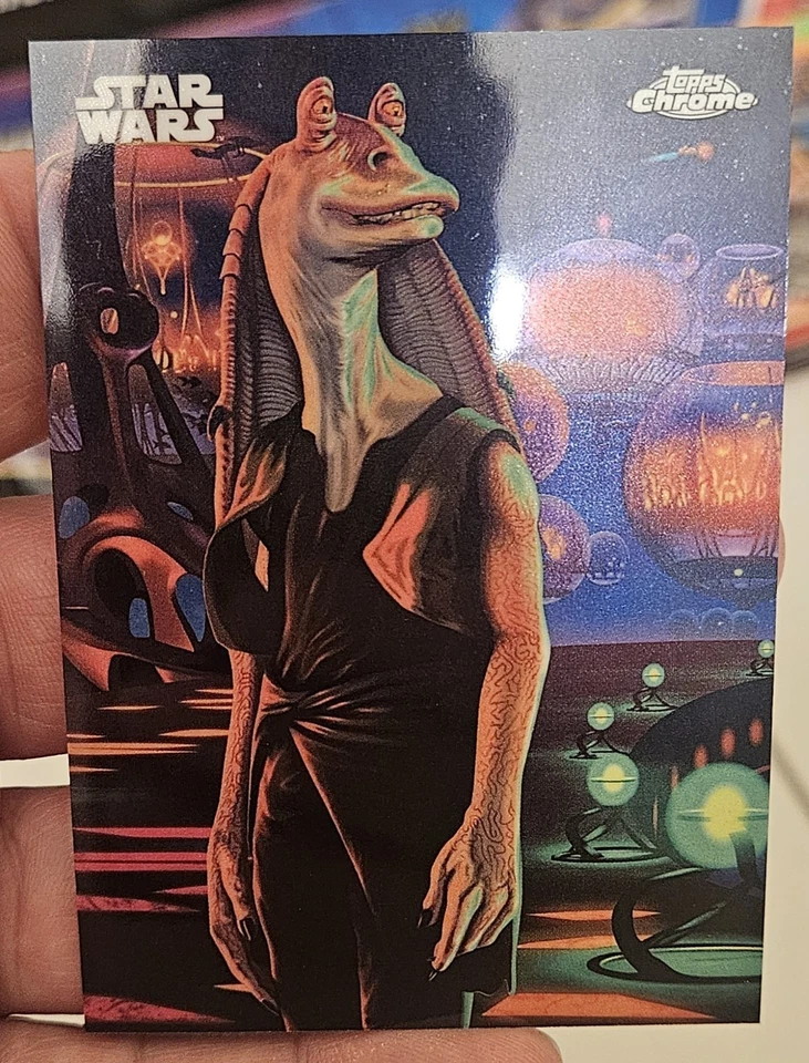 Карта переливающаяся Jar Jar Binks 2025 Topps Star Wars Chrome SSP Kyber Light #KL-13 - Изображение 1 из 2