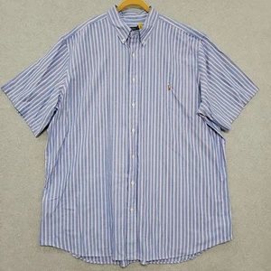 Polo Ralph Lauren Shirt Mens Button Down Size 3XLT Blue Stripe Flesh Pony - Picture 1 of 10