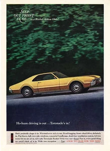 1966 gold Oldsmobile Toronado photo "Sleek Projectile Shape" vintage print ad - Picture 1 of 1