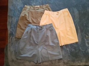 Lot of 3 Vtg 90s High Waisted Pleat Front Shorts, Izod Size 6 - Picture 1 of 6