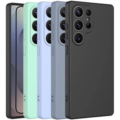 ROCKINGSPACE For Samsung Galaxy S25/S25 Plus/S25 Ultra Silicone Case Cover + Screen Protector