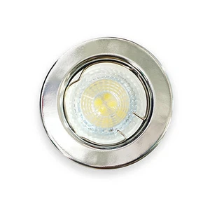 Fixed GU10 Ceiling Downlights Shiny Chrome Metal Round LED Spot Lights Fitting - Picture 1 of 3