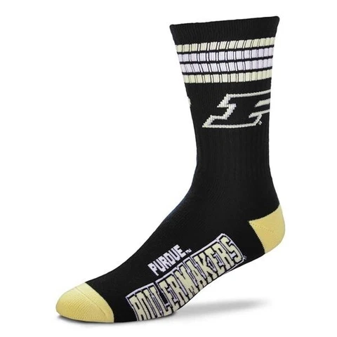 Purdue Boilermakers Crew Socks Large Size 10 to 13 4 Stripe Cover