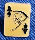 NEW NOS Ace Spades Playing Card Skull Sythe Enamel Lapel Pin 1&quot; Badge ~890A