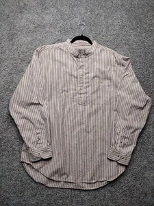 Vintage The Territory Ahead Men’s Grandfather HENLEY SHIRT XXL Tan Brown Stripes - Picture 1 of 9