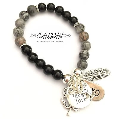 Pulsera de amistad regalo 30 cumpleaños ángel pluma suerte trébol copa de vino XOXO Foto 1 de 3