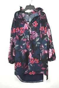 Yumi Kim Womens Astoria Smock Dress Floral Front Button Tie Neck Long Sleeve XS - Picture 1 of 10