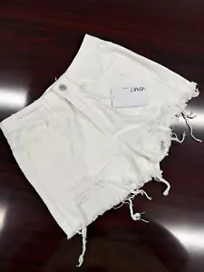 NWT Vervet XS Women White Sienna High Waisted Raw Hem Denim Sienna Shorts Denim - Picture 1 of 8