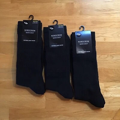 Calcetines Nordstrom Shop Butter Light para hombre talla única negros, paquete de 3 Foto 1 de 4