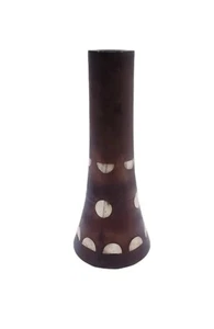 Wooden Flower Pot Vase Carved Made in Indian Handmade 12⅜" Tall  - Picture 1 of 12