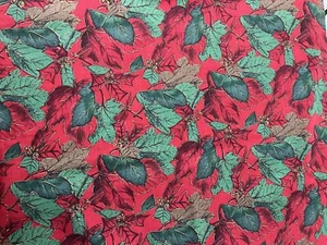 Huffman International Holly & Green Leaves Christmas Fabric 68" x 42" Cotton - Picture 1 of 3