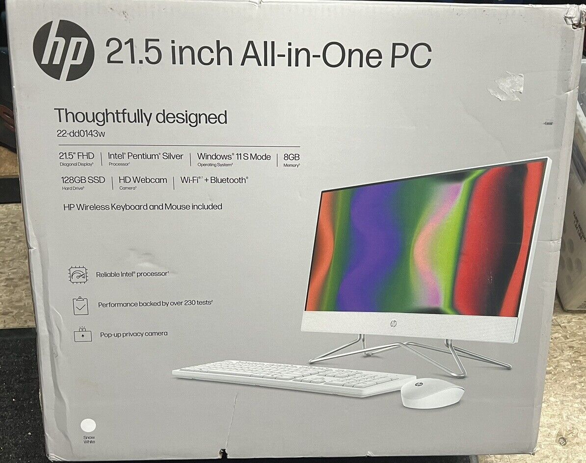 New Hp 22 All-In-One Desktop Computer Pentium Silver 3.2GHz 8GB 128GB SSD Win11. Available Now for $305.00