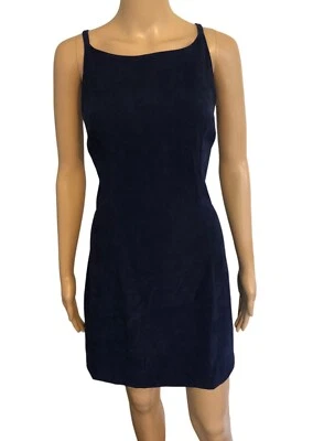 vtg 70s Micro Suede Mini Dress 9/10 Navy Blue All That Jazz Sleeveless - Image 1 of 4